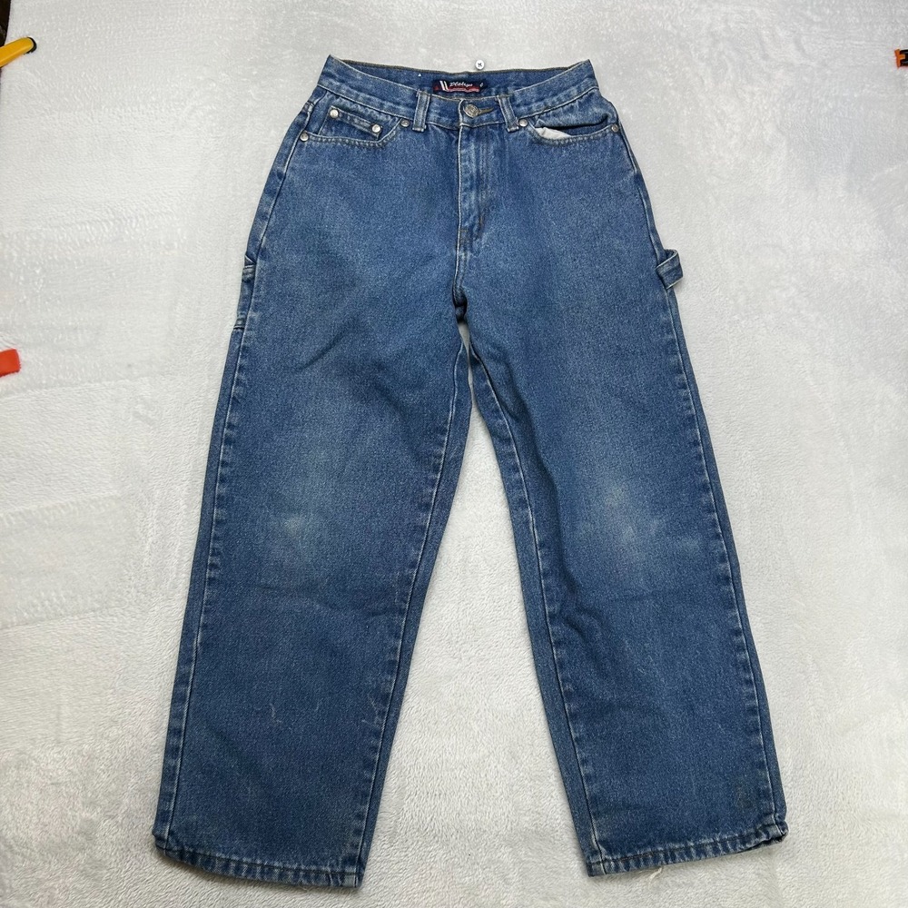 Platoon Carpenter Jeans Kids Boys 12 Medium Wash Denim Classic Zip Fly - 25X25